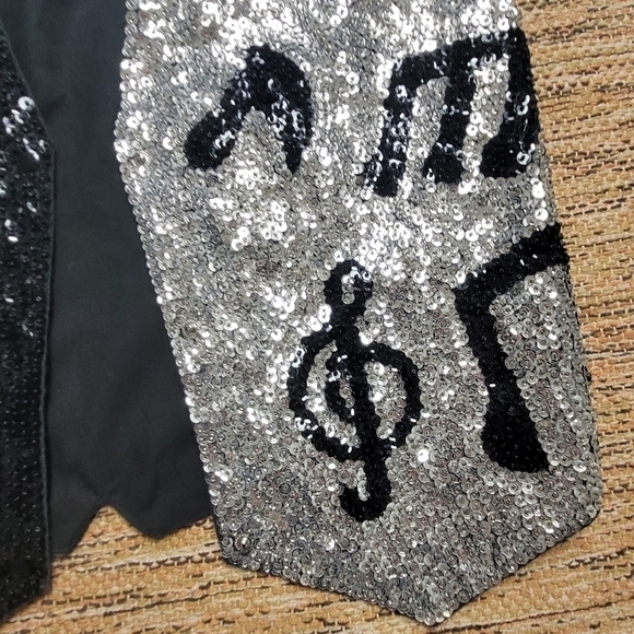 VINTAGE Sequined Vest with Music Notes - Picture 6 of 11